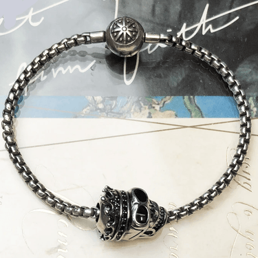 Silver & Zirconia Men's Skull King Bracelet-6